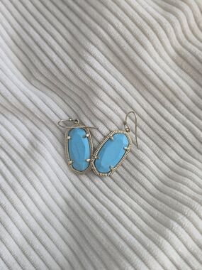 Gold-Trim Turquoise Drop Earrings - Women Jewelry